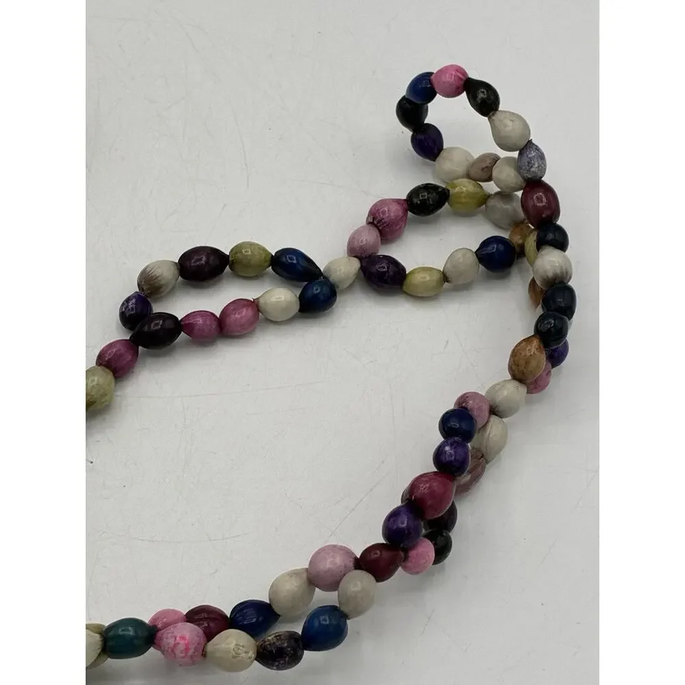 Vintage Long Beaded Belt Multicolor Dyed Beads Boho Wrap Style
